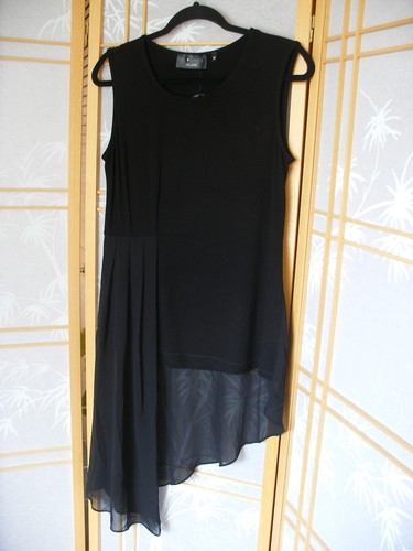 NWT P Luca Milano Black Elegant Asymmetrical Sleeveless Blouse Tunic Top M