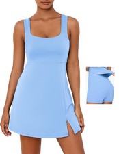 Desol Athletic Dress for Women Sleeveless Light Blue Tennis Golf Romper Built...