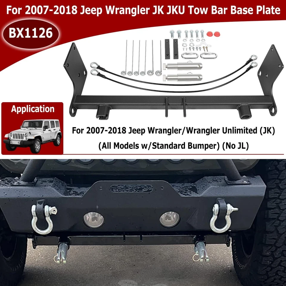 Parachoques de placa base barra de remolque Blue OX Jeep Wrangler JK JKU 2007-2018 BX1126 Foto 2 de 4