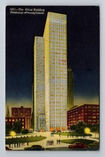 Pittsburgh, PA-Pennsylvania, Alcoa Building Night Skyline Vintage c1956 Postcard