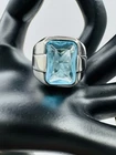 Vintage Mens Size 10 Vivid Blue Gemstone 925 Classic Sterling Silver Ring