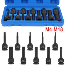 10TLG INNEN VIELZAHN STECKSCHLÜSSEL SATZ 1/2 ZOLL M4-M18 KRAFT NÜSSE SCHLAGNÜSSE