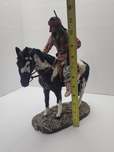 Daniel Monfort Western Sculpture Signed 1989 Apache Indian Scout Paint Horse - Picture 23 of 24