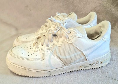 Nike Air Force 1 React Triple White Herren UK 7,5 Leder Niedrig Turnschuhe CT1020-101