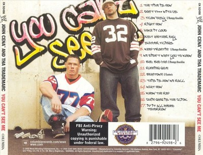 JOHN CENA & THA TRADEMARC YOU CAN'T SEE ME NEW CD 827969249826