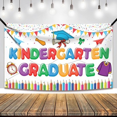 , Kindergarten Graduation Backdrop - 72x44 Inch | Grad Backdrop | Kindergarte...