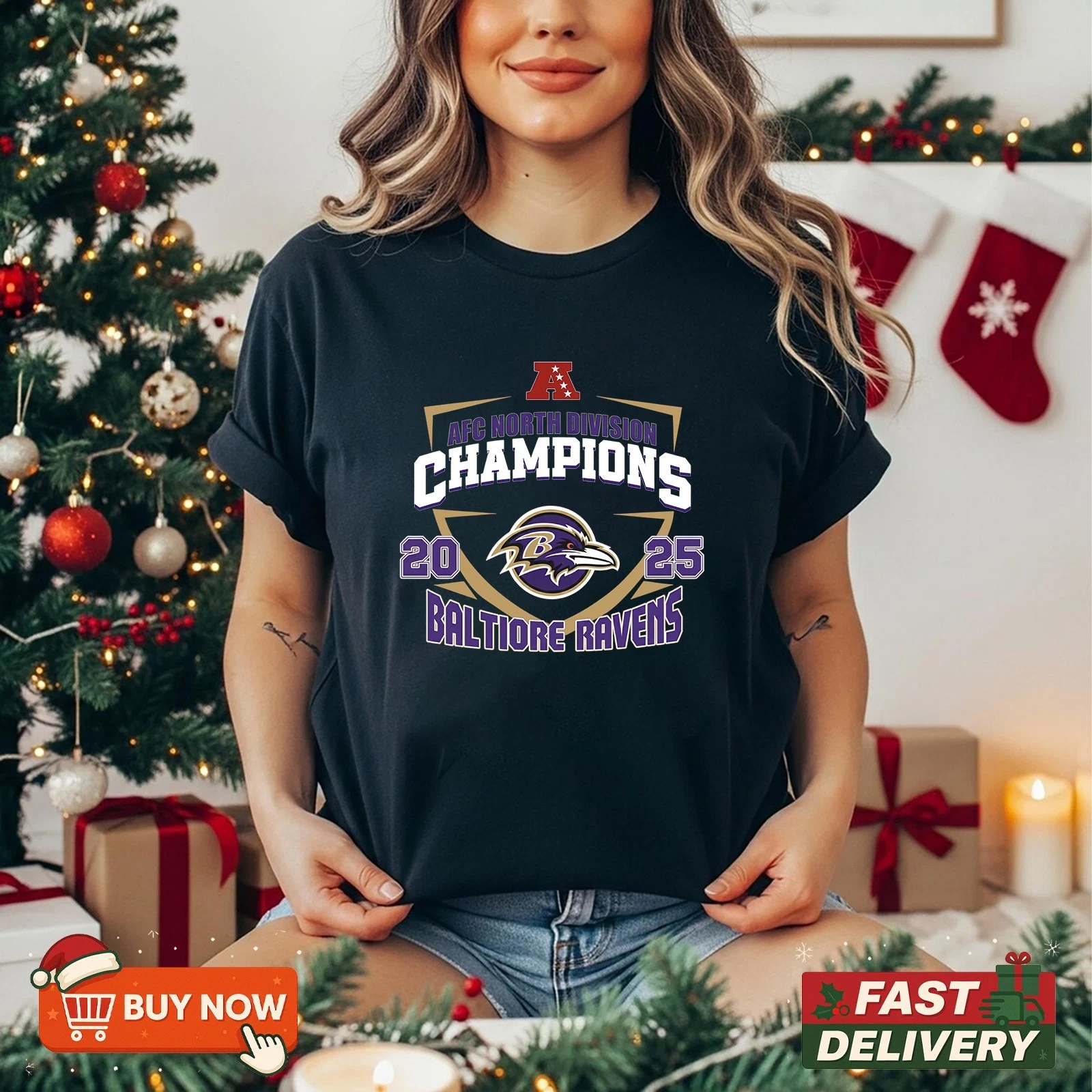 Baltimore Ravens AFC North Division Champions 2025 TShirt