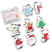 Christmas Cookie Cutters, 8Pcs Winter Holiday Cookie Cutter Set, Stainless St...