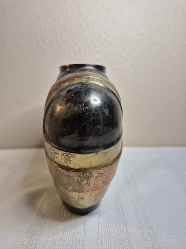 Brass Vase with Copper and Pewter, Montgomery Ward 6×7" - Picture 4 of 8