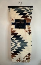 Pendleton Peak Canyon Sherpa Throw Blanket 50" X 70" Aztec Plush Warm Ivory