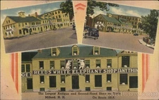 Milford,NH Reed's White Elephant Shop Tichnor Hillsborough County Linen Postcard