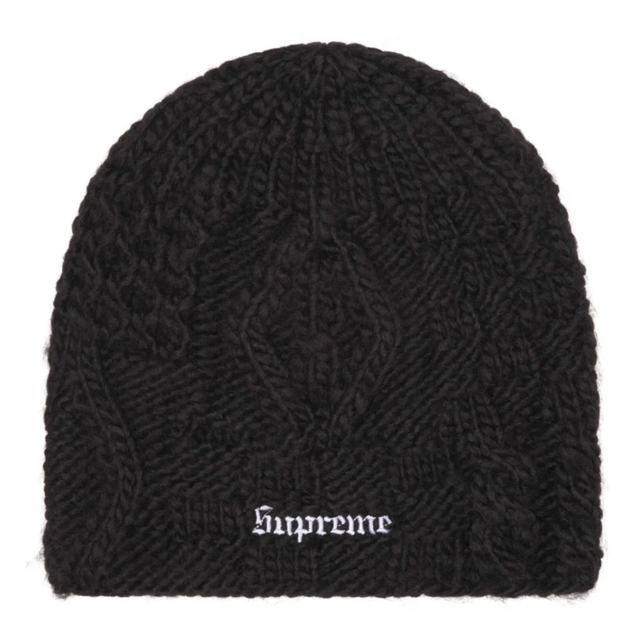Bonnet tricot Supreme Block noir NEUF à la main SS25