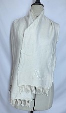 Elegante bufanda LAUREN RALPH LAUREN unisex de lana y cachemira en blanco caramelo 65"/10"