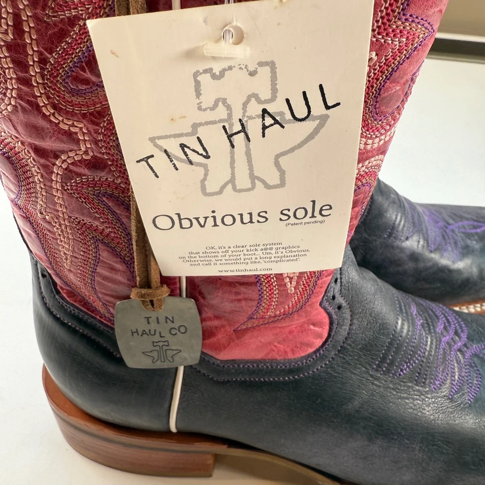 Tin Haul Mujer Talla 6.5 Suela Obvia Botas Vaqueras Occidentales Cuero NUEVAS con Etiquetas Foto 4 de 4