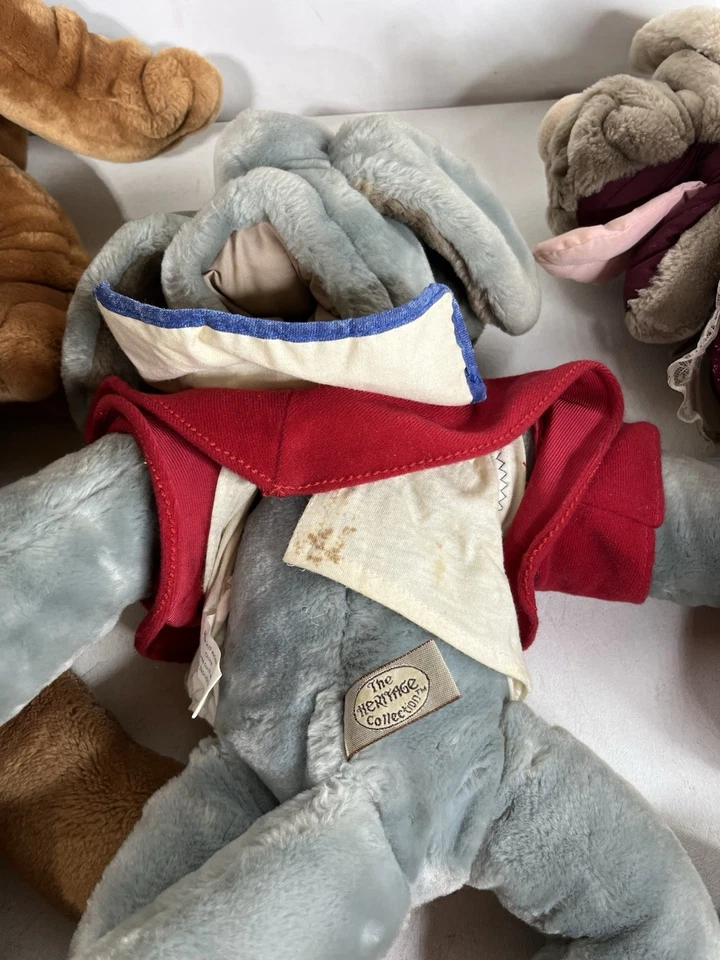 Lote de 7 marionetas de mano de peluche Ganz Bros Wrinkles Dog 1981 marrón floral Foto 4 de 4