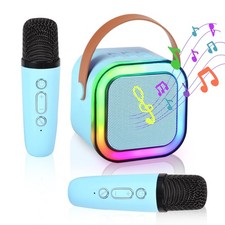 Mini Karaoke Machine for Kids Adults Portable Bluetooth Speaker with 2 Wirele...