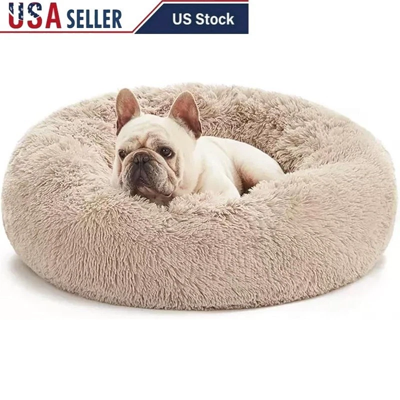 Calming Dog Bed Non Skid Anti Anxiety Faux Fur Pet Mattress Portable Washable US
