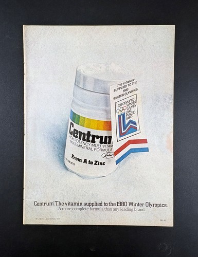 1981 Centrum Vintage Print Ad, 1980 Olympic Games Lake Placid  8" x 10.75"