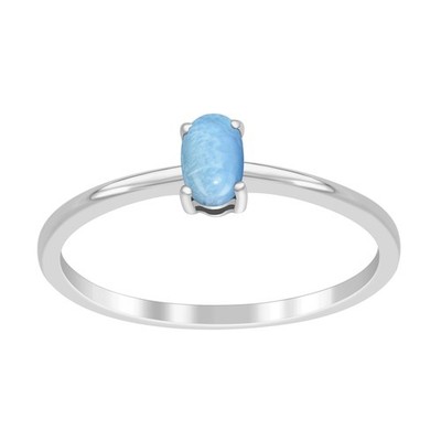 0.25 Ct Oval Shape Larimar 925 Sterling Silver Solitaire Women Ring