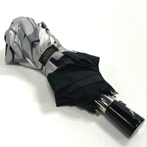 Coach Black Gray White Signature Print Compact Collapsible Travel Umbrella
