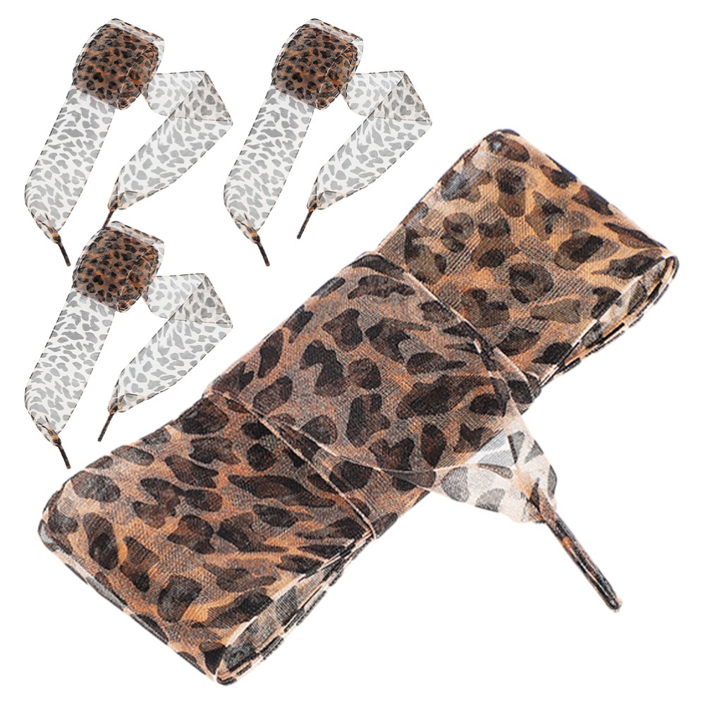 APL 2 Paia Lacci per Scarpe Larghi Lavoro Miss Stampa Leopardata Nastro Extra Breadlace Ghepardo