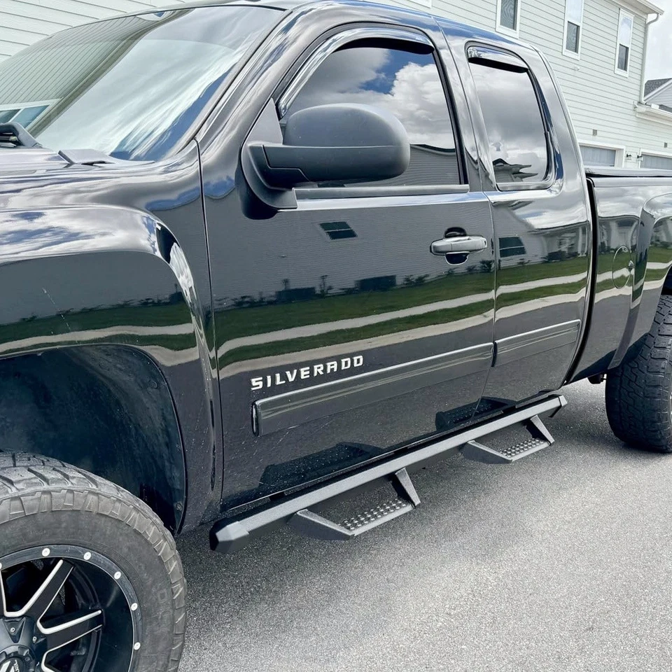 For 07-18 Chevy Silverado 1500 Double Cab 4" Drop Running Boards Step Board Hoop Foto 2 de 4