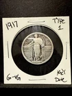 1917 Type 1 Standing Liberty Silver Quarter 25c