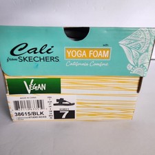 Skechers Meditation studio kicks flat sling back sandals black womens size 7