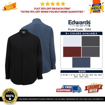 Edwards Garments 1392 Men's Moisture Wicking Batiste Banded Collar Tall Shirt