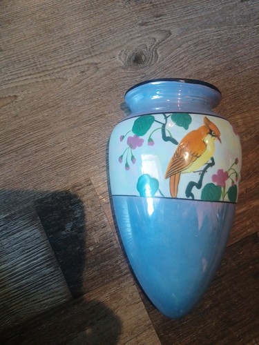 Vintage Wall Pocket Vase Hand Painted Branch Bird Japan - Picture 3 of 5