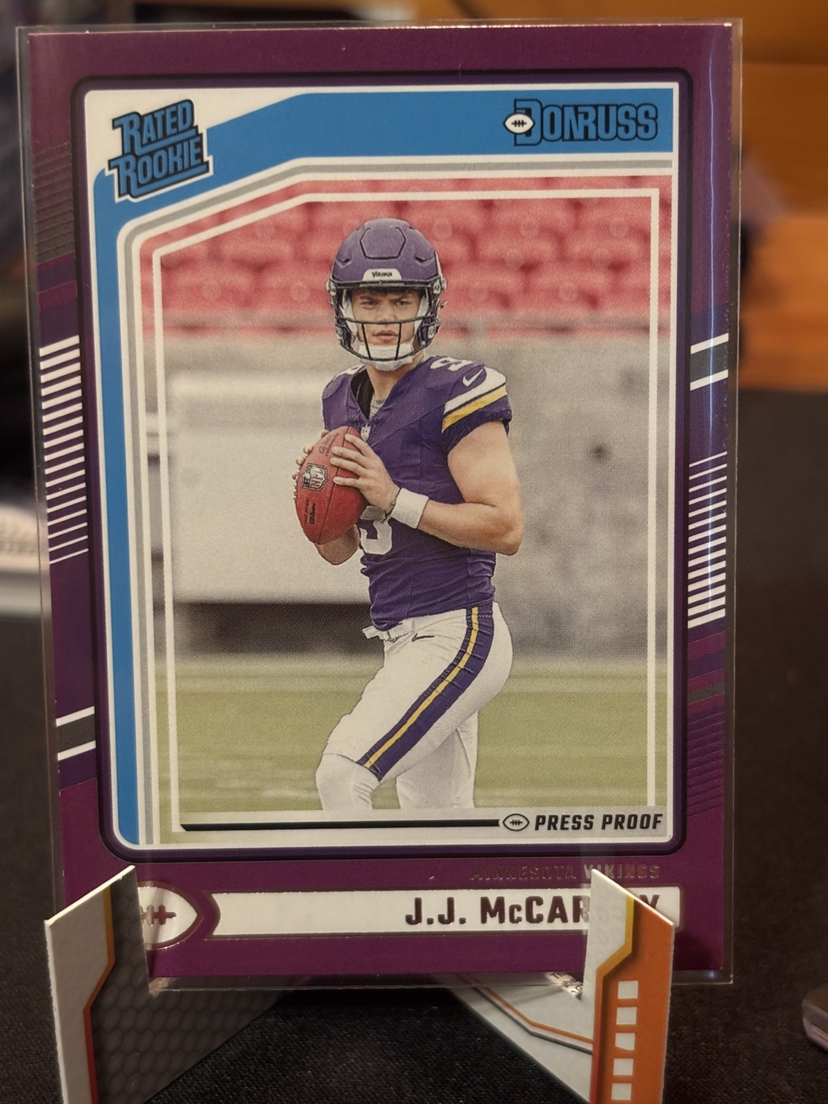 2024 Donruss J.J. McCarthy RC - #303 Purple Press Proof Color Match Vikings