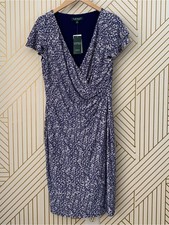 Lauren Ralph Lauren NWT Flutter sleeves V neck Floral Faux Wrap Dress Sheath 8
