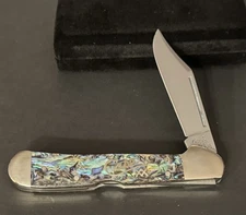🔥2001 Case XX 81549L  Abalone Paua Silver Script Large Copperlock Pocket Knife
