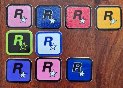 9 x Offizielle Rockstar Games (R*) mini Logo Sticker (GTA, Red Dead Redemption)
