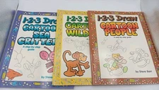 1-2-3 Step-By-Step Instructional Childrens Drawing Books scetchers Guide Cartoon