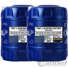 2x20 LITER MOTOR�L MANNOL SAE 0W-40 API SN/CH-4 LEGEND+ESTER