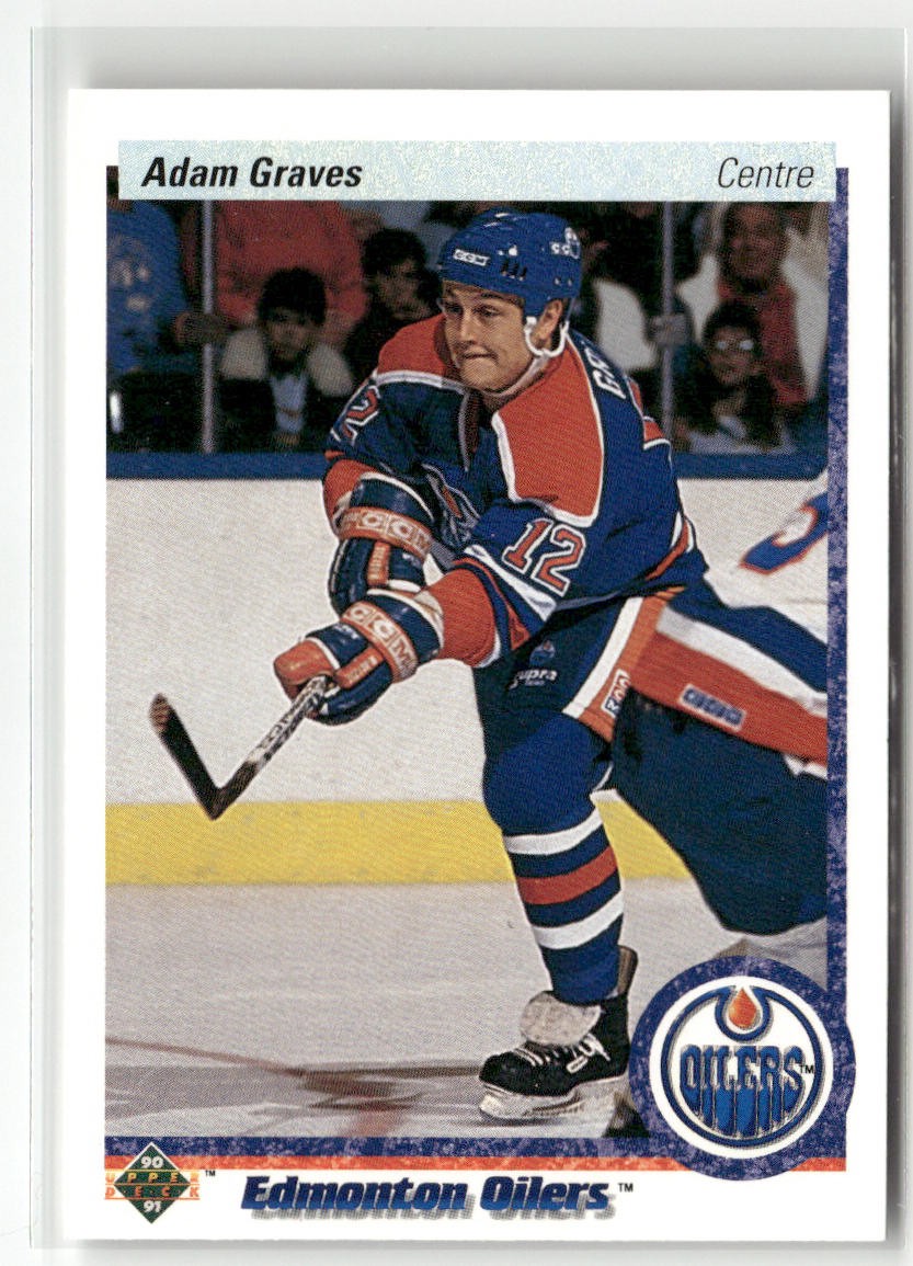 1990-91 UPPER DECK FRENCH #344 ADAM GRAVES EDMONTON OILERS RC