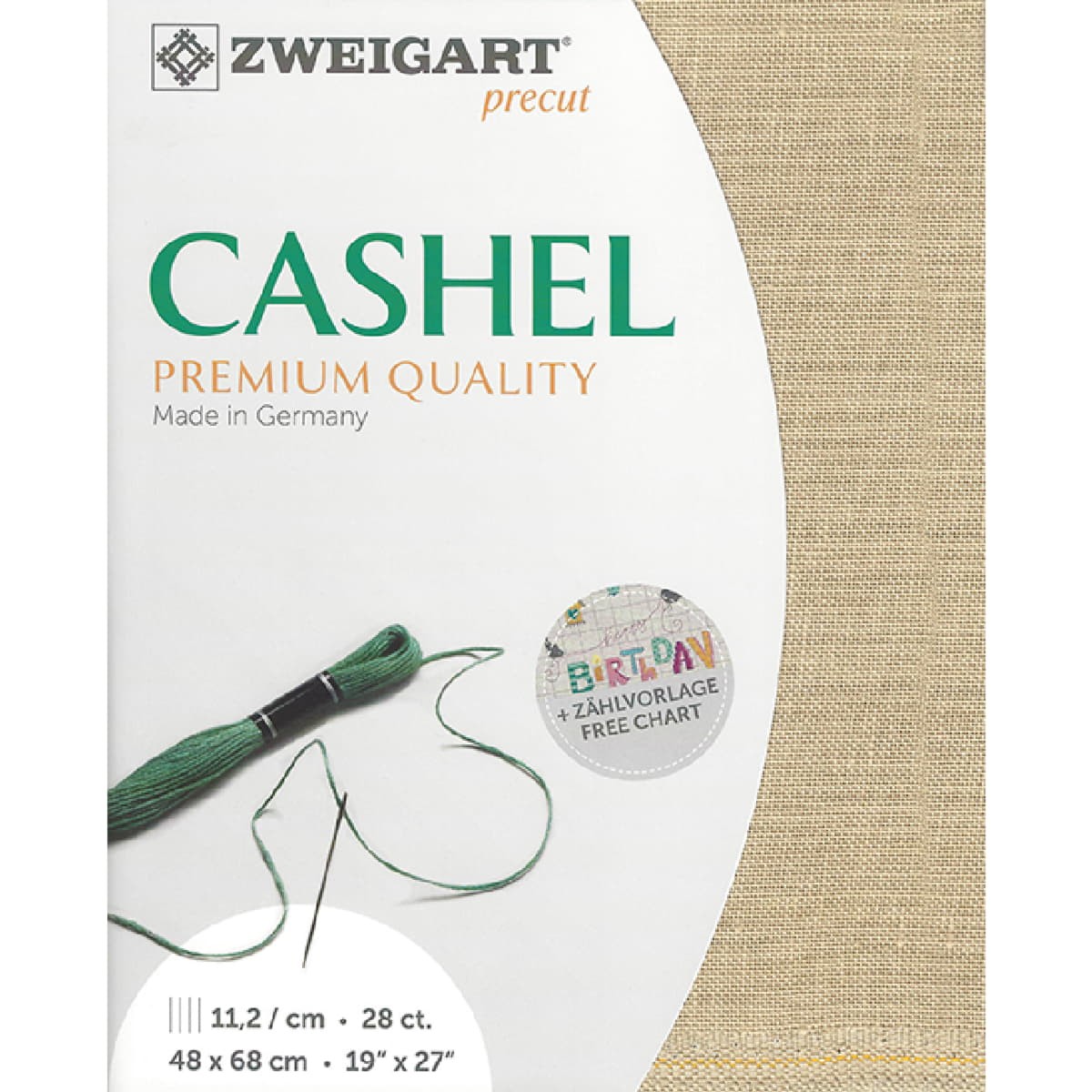 Evenweave Fabric Cashel Zweigart Precute 28 ct. 3281 100% Linen color 309 cappuc