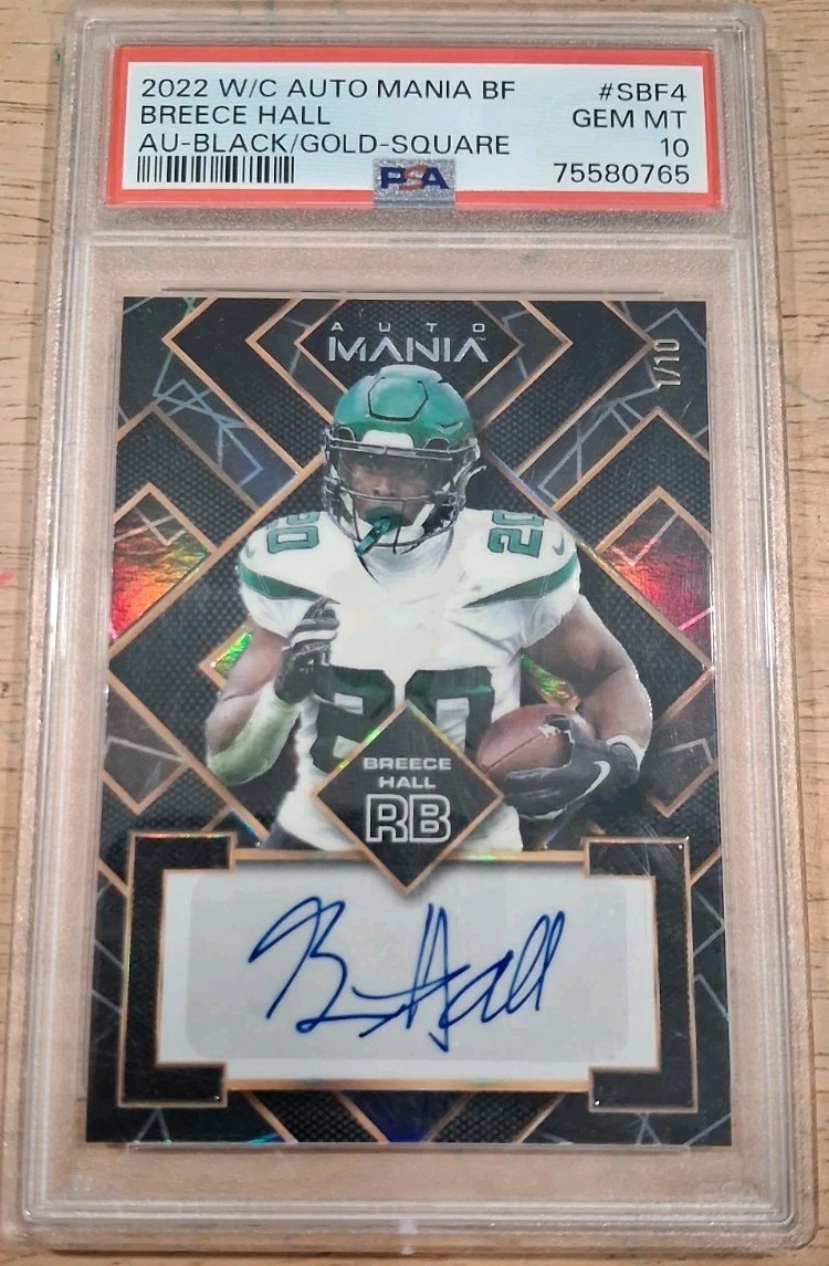 Breece Hall Wild Card Black Friday Auto Mania Autographs #SBF4 Black on Gold-Square
