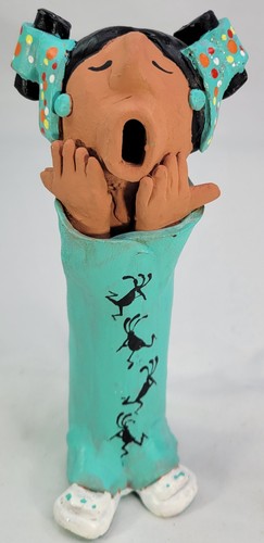 Vintage Clay Pottery Storyteller - Taos New Mexico - Artist Signed