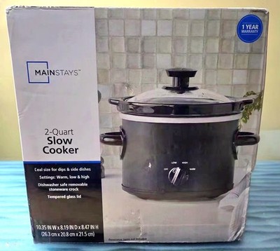 Mainstays 2 QT Slow Cooker Matte Black Finish Removeable Stoneware Pot Model MS5
