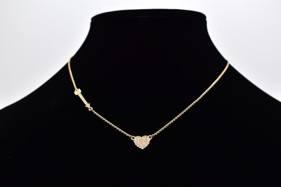 Kate Spade Pave Crystal Heart Arrow Necklace Collar Gold Rhinestone Gold BinBQ