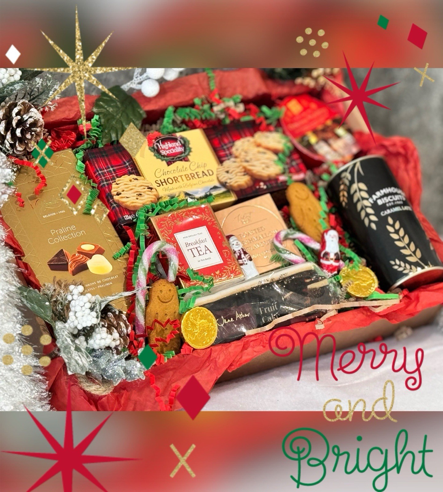 CHRISTMAS GOURMET FOOD HAMPER, Families, Couples Friends Tea Cake Perfect Gift