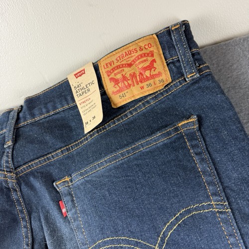 Levis 541 Jeans Men's 38x36* Blue Athletic Taper Stretch Whiskered BIG TALL NWT - Picture 4 of 12