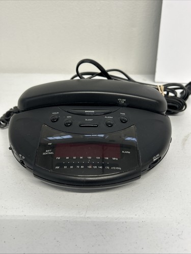 90's Vintage Radio Shack Clock LED Desk Phone BLACK Model No. 43-864 - Picture 1 of 3