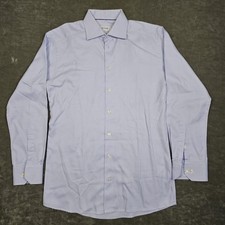 Eton Dress Shirt Mens 16 41 Light Blue Textured Twill Slim Fit Long Sleeve