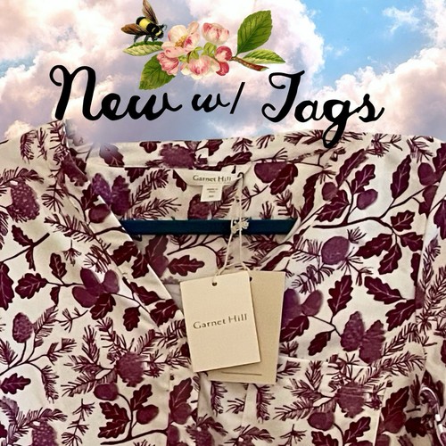NEW WT GARNET HILL Nightgown Slvr Berries Flannel Button Organic Sleep Shirt S - Picture 4 of 9