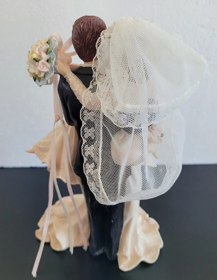 Caja de música vintage Westland 1996 decoración de pasteles día de la boda novia novio mesa Foto 4 de 4