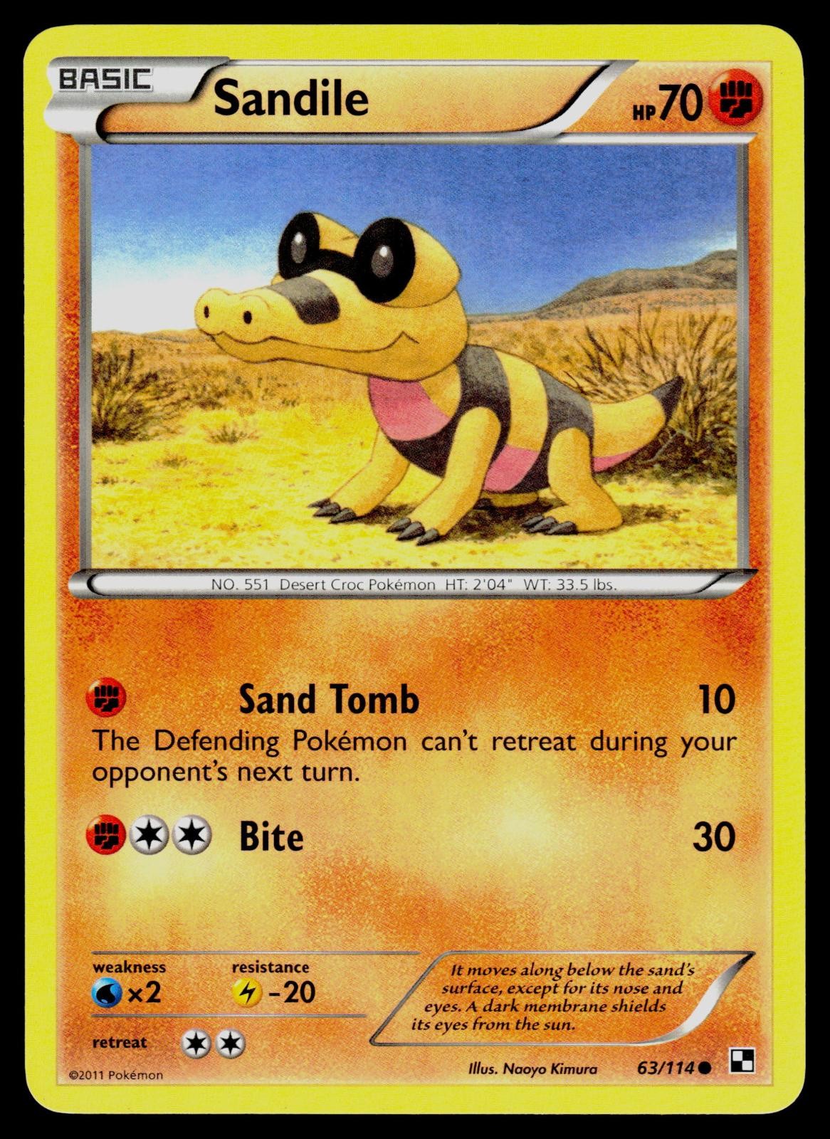 Sandile 63/114 Common Black & White Pokemon Lightly Played