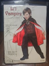 Lil Vampire Halloween Costume Child Small 4-6 New Includes Cape Shirt Vest Pants